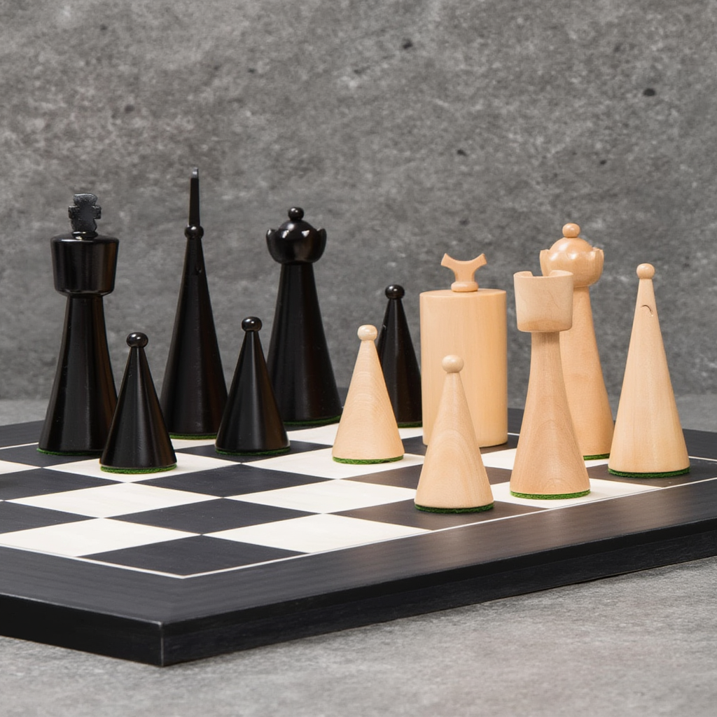 Ensemble d'Échecs en Ébène et Buis avec Finition Mate | Plateau Spacieux pour Parties Stratégiques