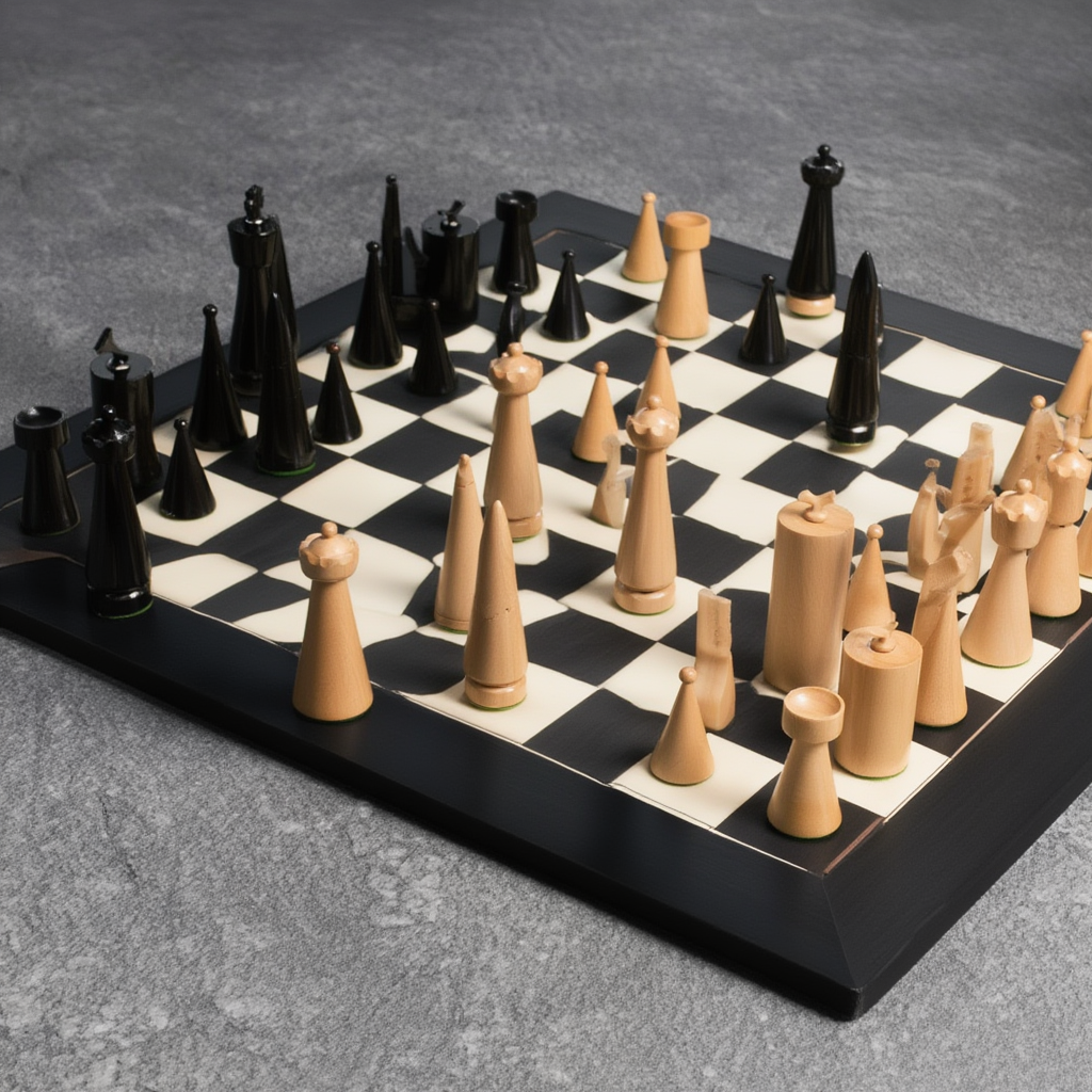 Ensemble d'Échecs en Ébène et Buis avec Finition Mate | Plateau Spacieux pour Parties Stratégiques