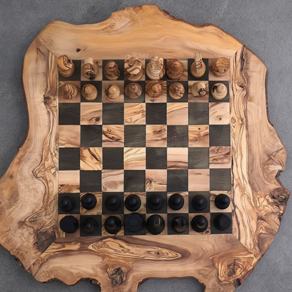 Jeu de Dames en Bois d'Olivier | Élégance Artisanale pour Moments Conviviaux 2