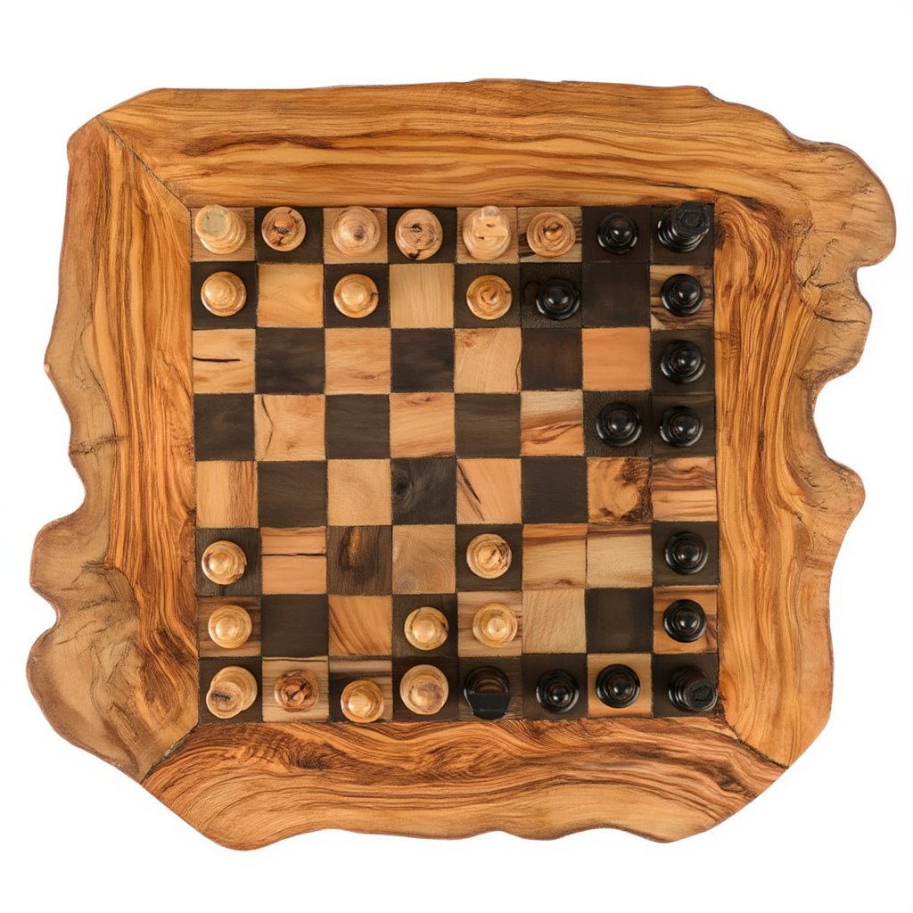 Échiquier en Bois d'Olivier avec Rangement Intégré | Artisanat Unique pour Décoration et Jeu 5