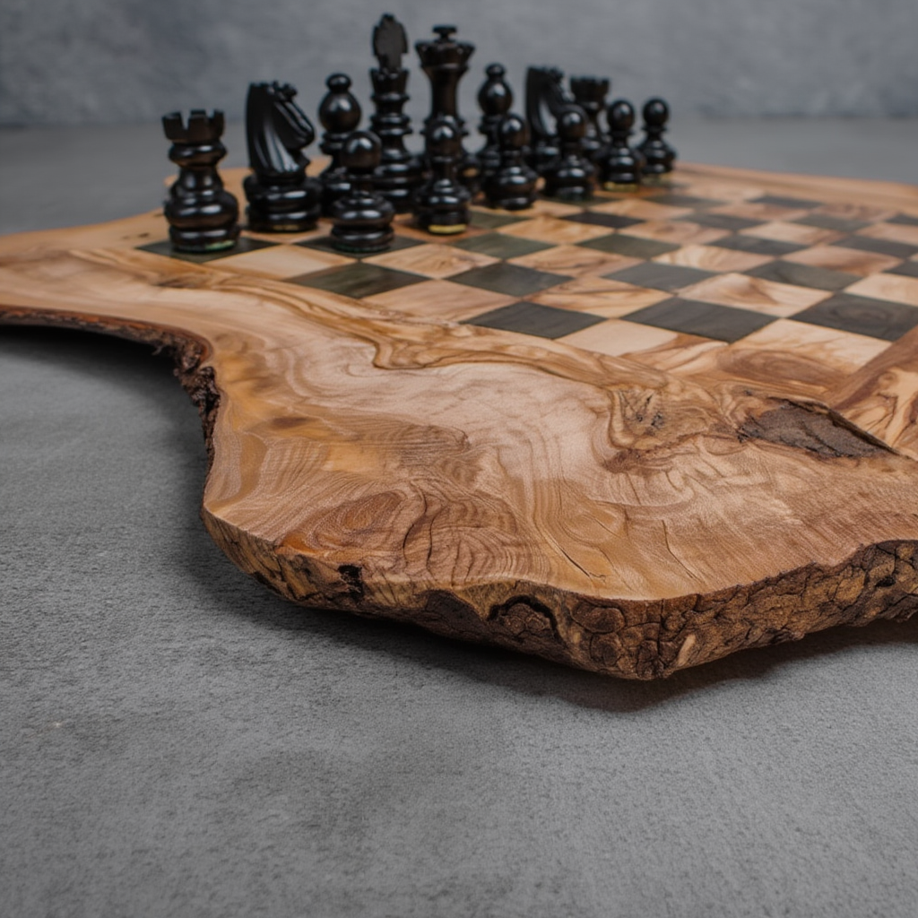 Jeu de Dames en Bois d'Olivier | Élégance Artisanale pour Moments Conviviaux 6