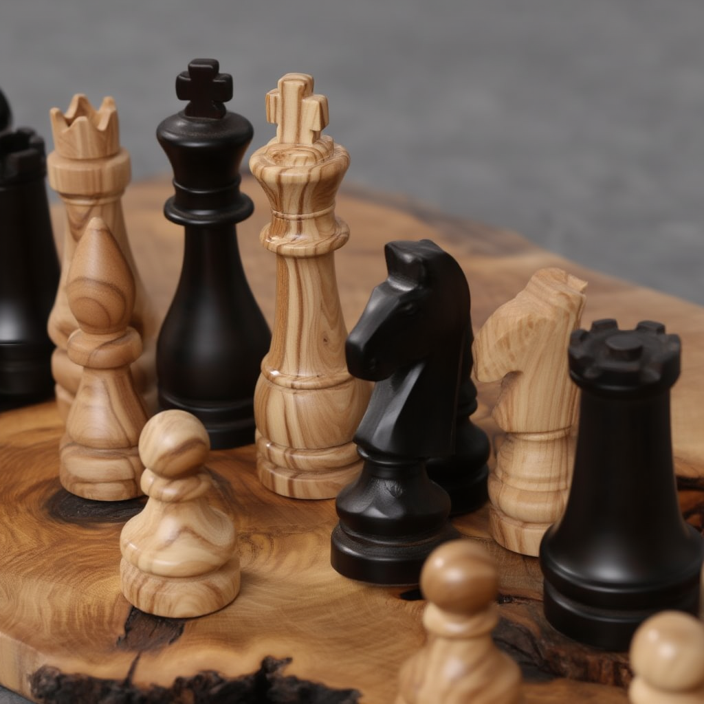 Jeu de Dames en Bois d'Olivier | Élégance Artisanale pour Moments Conviviaux 7