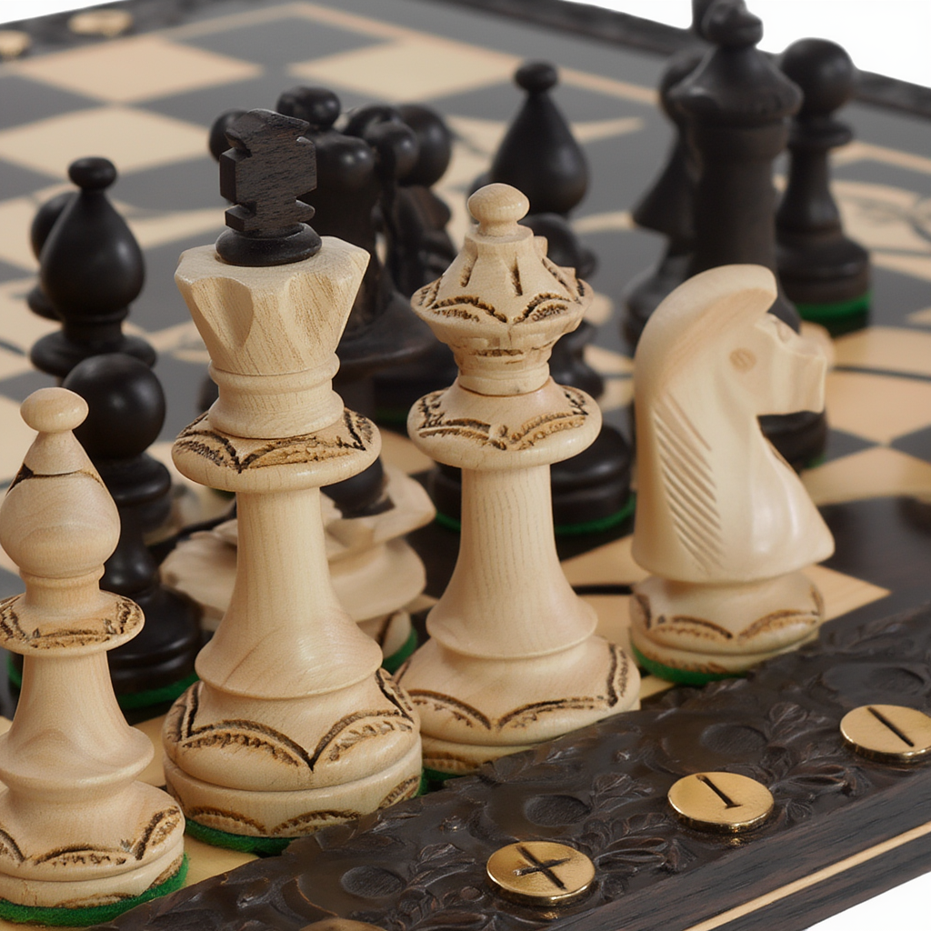 Jeu D'Échecs en Bois | Échiquier Pliant avec Pièces Sculptées à la Main | Élégance pour Parties Intemporelles 4