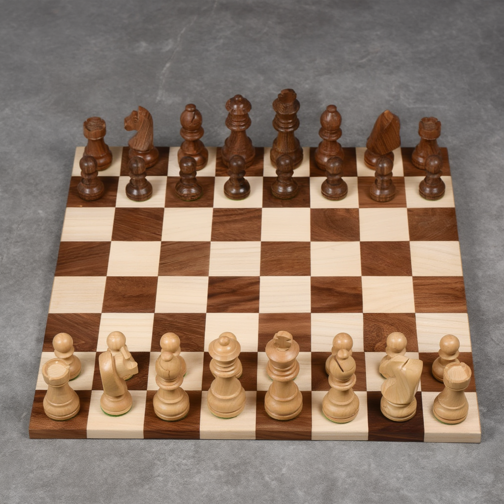 Échiquier en Bois de Sheesham | Surface de Jeu Enroulable Pratique pour Passionnés d'Échecs