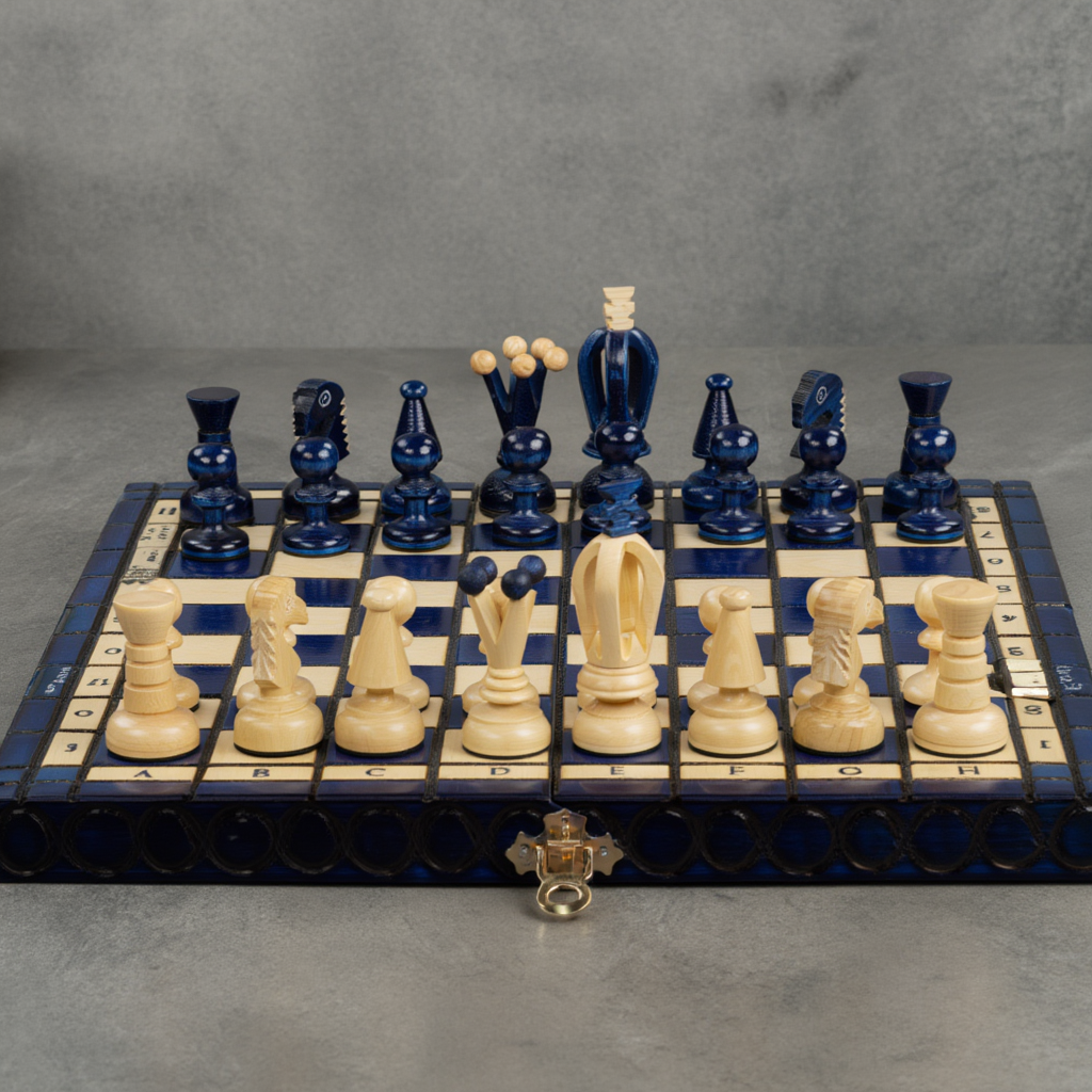 Jeu d'Échecs en Bois Minimaliste avec Pièces Lestées | Élégance et Design pour Parties Stratégiques