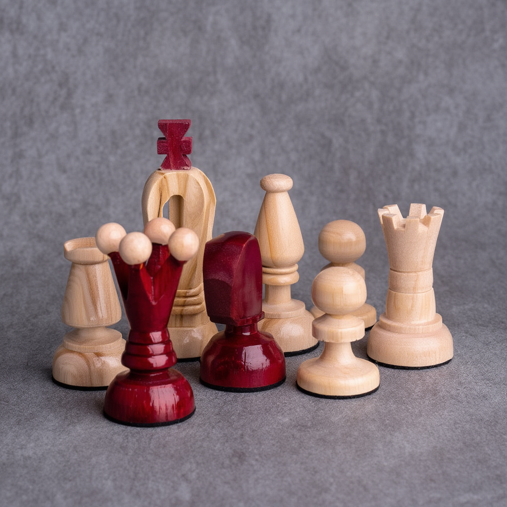 Jeu d'Échecs en Bois d'Acacia et Buis avec Finition Mate | Élégance et Durabilité pour Passionnés