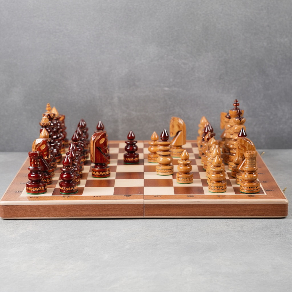 Jeu d'Échecs en Bois avec Compartiment de Rangement | Design Élégant pour Passionnés