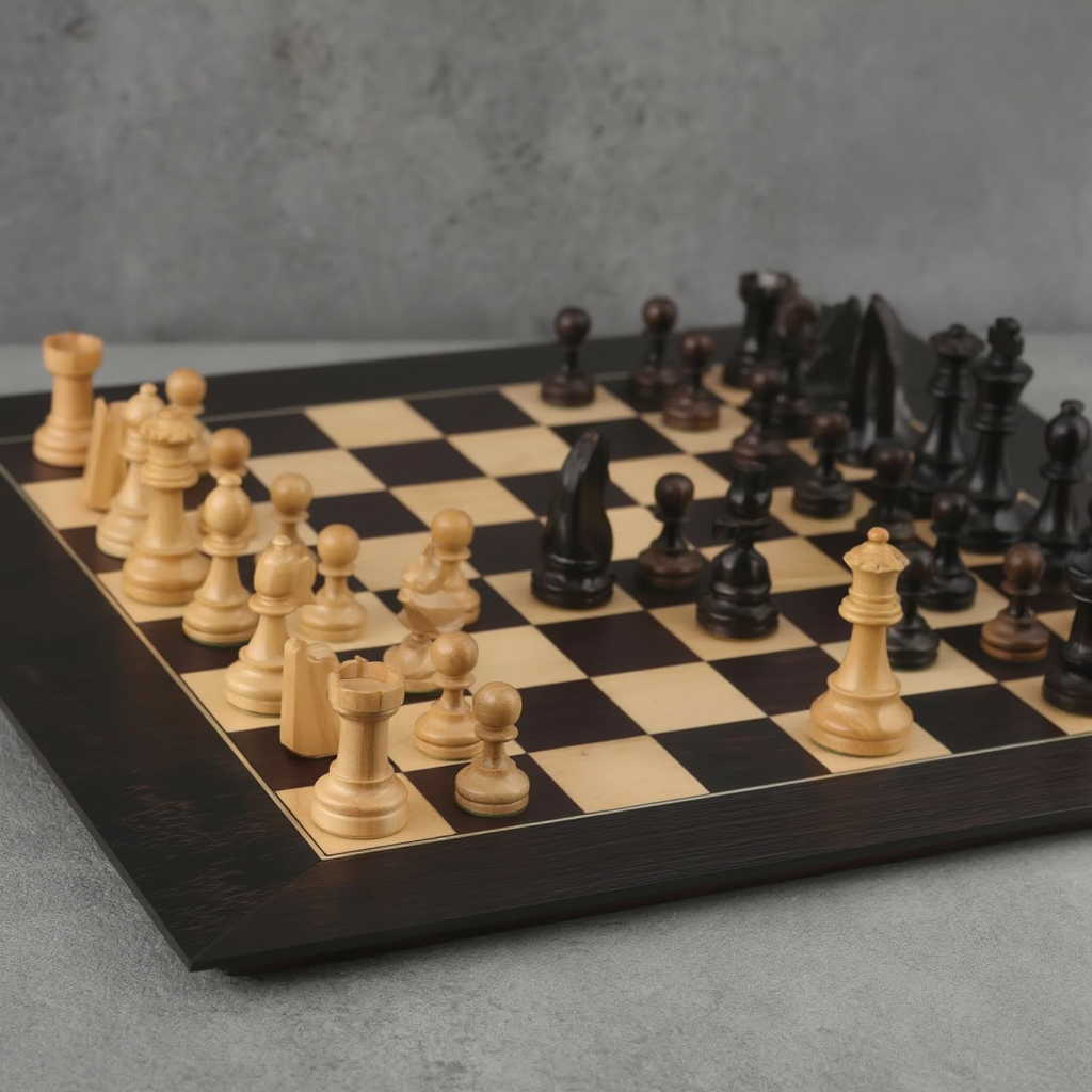 Ensemble d'Échecs en Bois Wengé et Sycomore avec Pièces en Buis – Jeu d'Échec Traditionnel