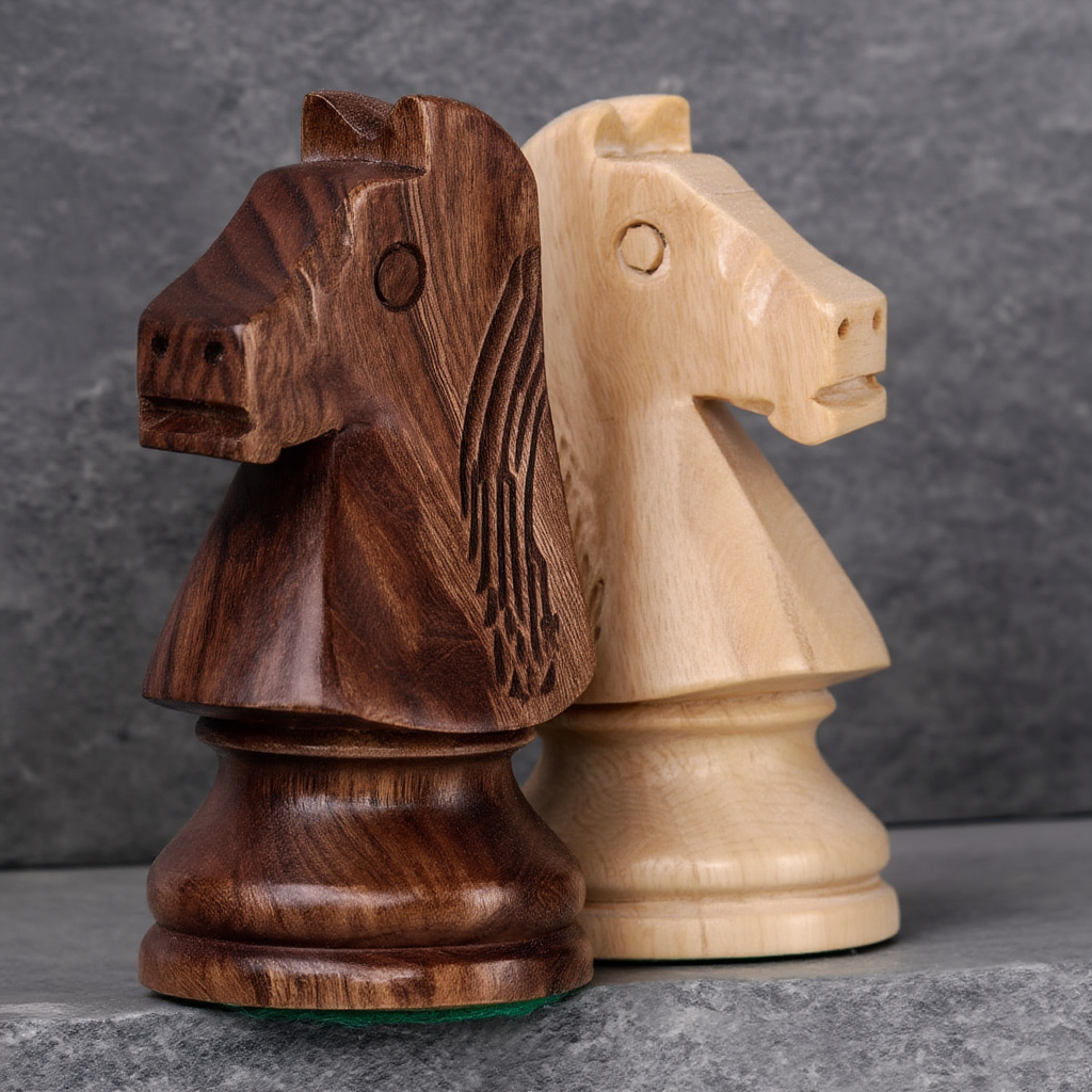 Jeu d'Échecs en Bois d'Acacia | Échiquier avec Finition Mate | Élégance pour Passionnés