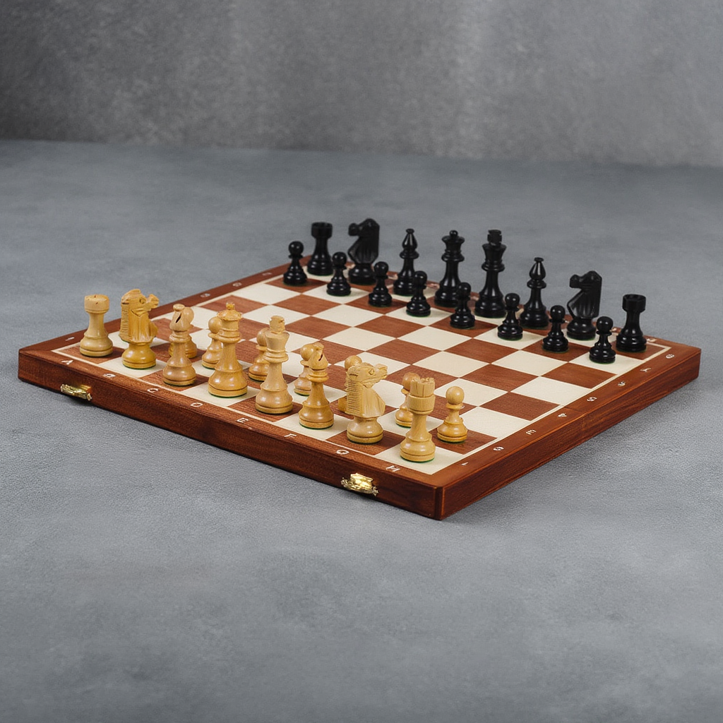 Jeu d'Échecs en Bois d'Acajou | Pièces Sculptées en bois pour Passionnés