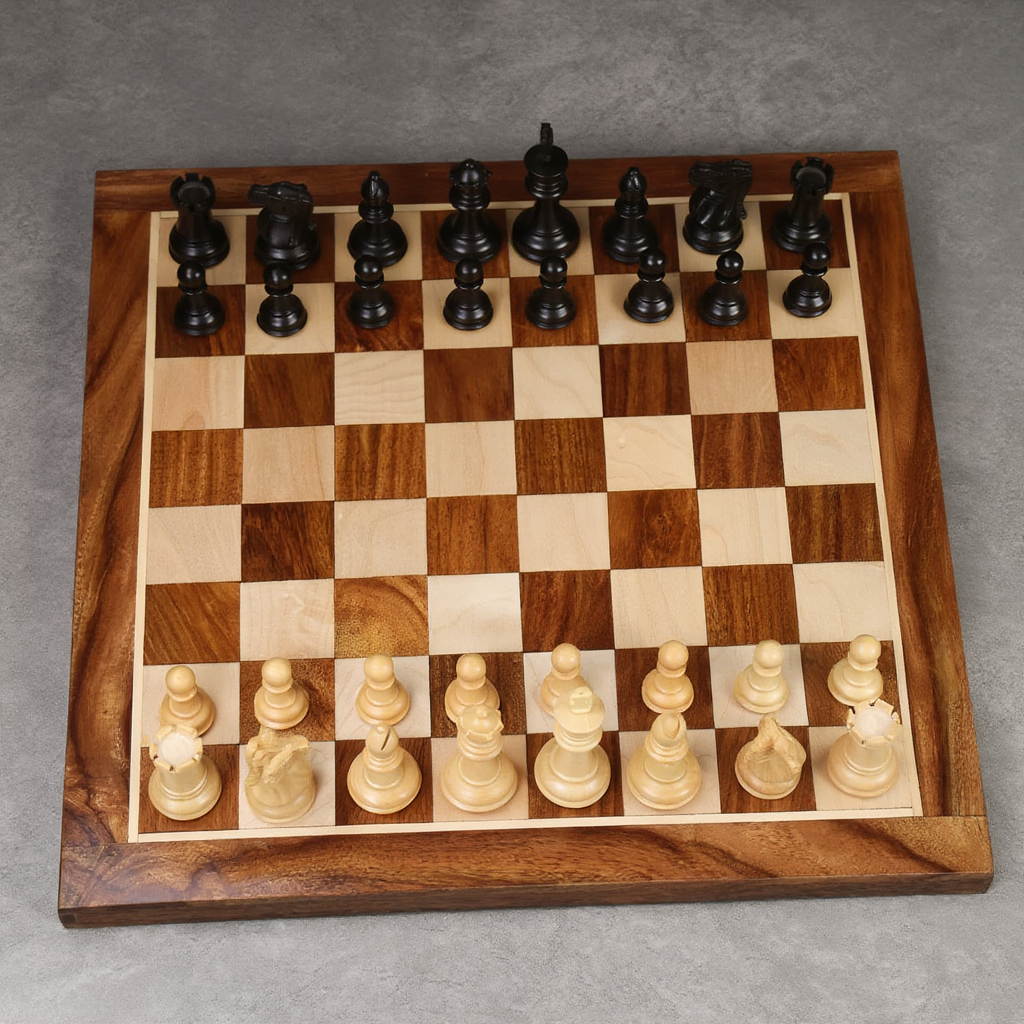 Jeu d'Échecs en Bois | Échiquier Élégant avec Finition Mate pour Collectionneurs