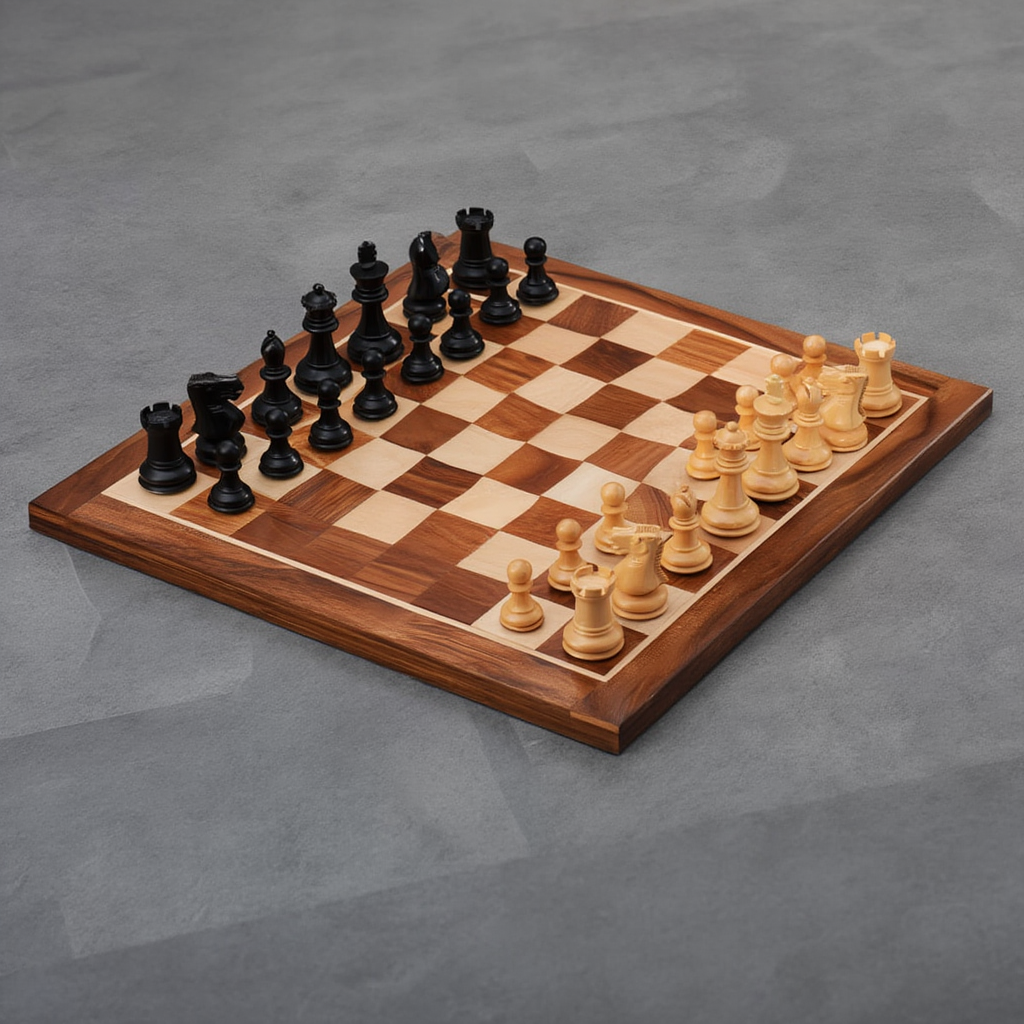 Jeu d'Échecs en Bois | Échiquier Élégant avec Finition Mate pour Collectionneurs