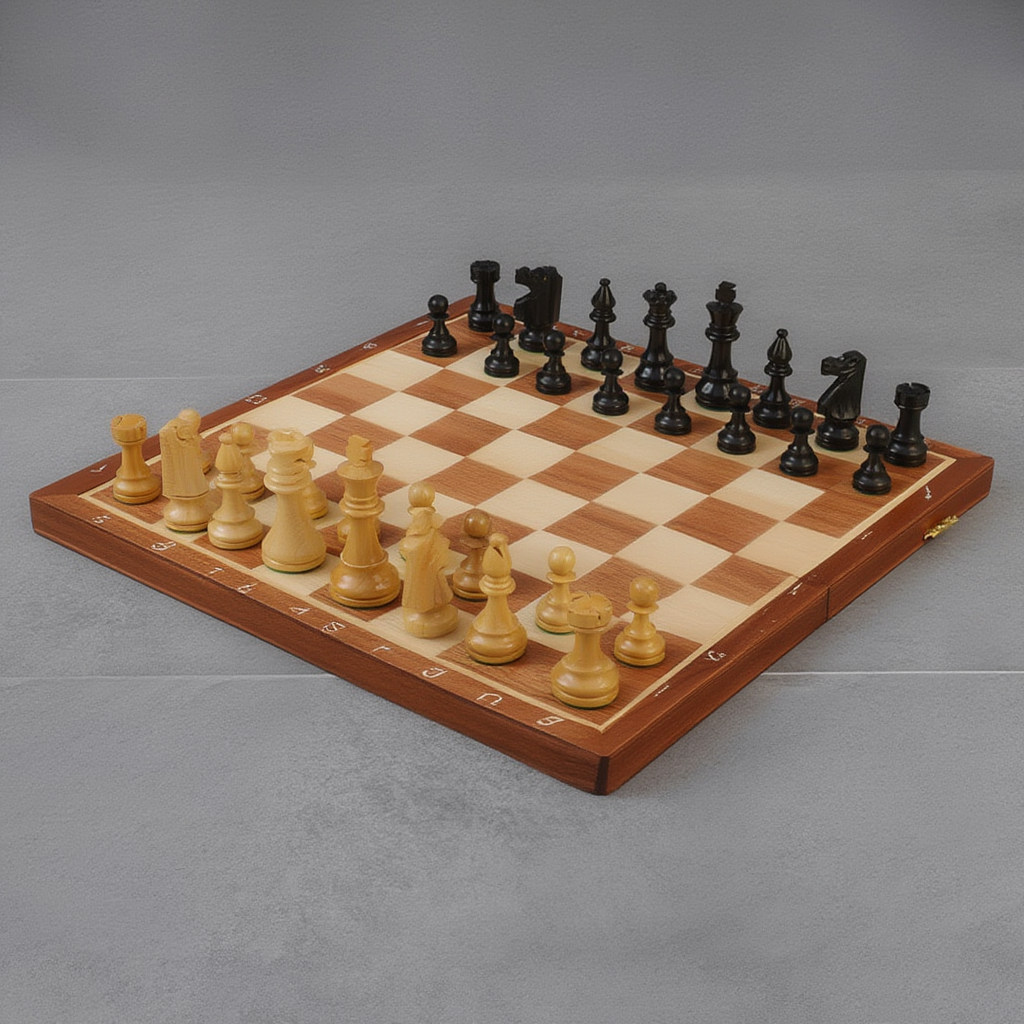 Jeu d'Échecs en Bois d'Acajou | Pièces Sculptées en bois pour Passionnés