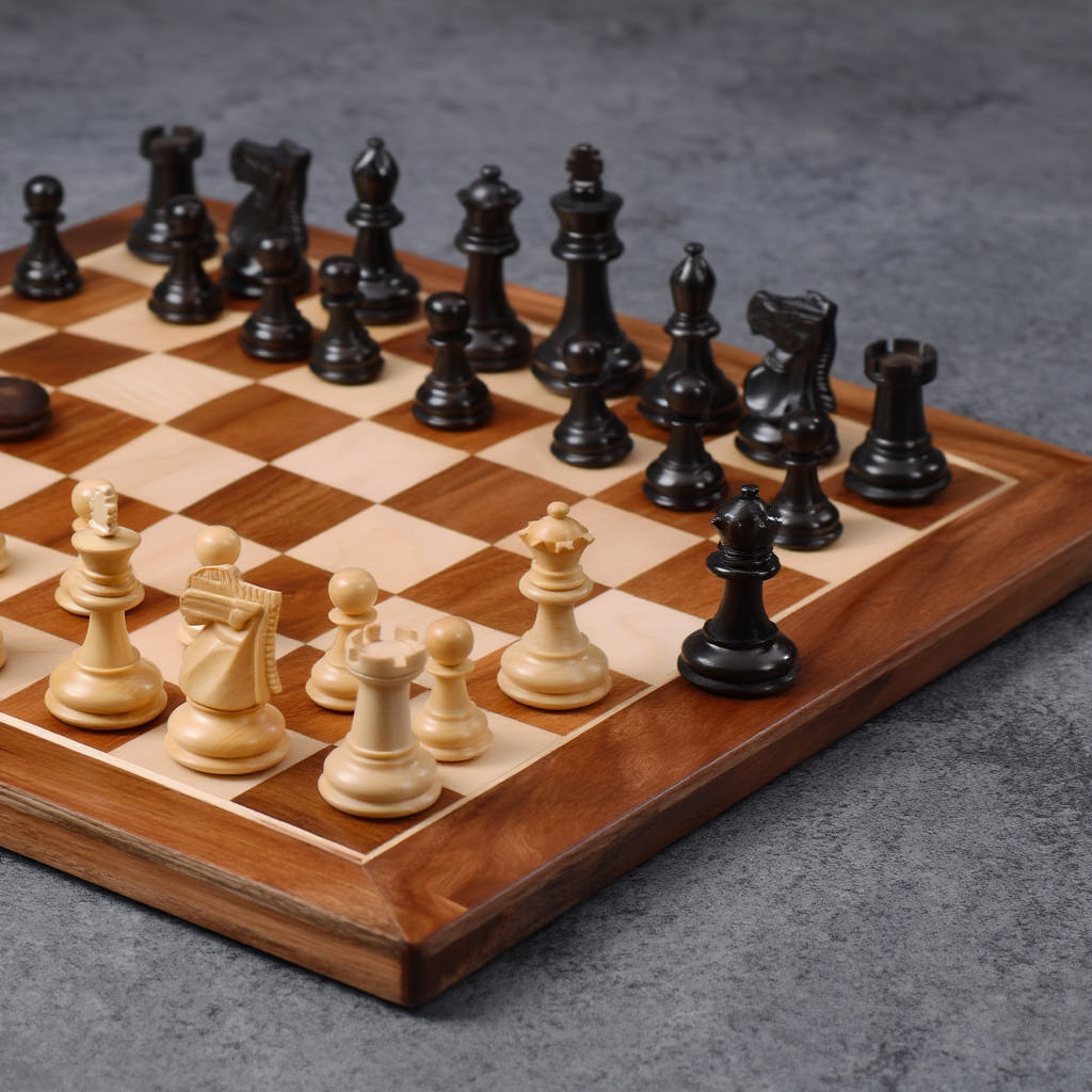 Jeu d'Échecs en Bois | Échiquier Élégant avec Finition Mate pour Collectionneurs