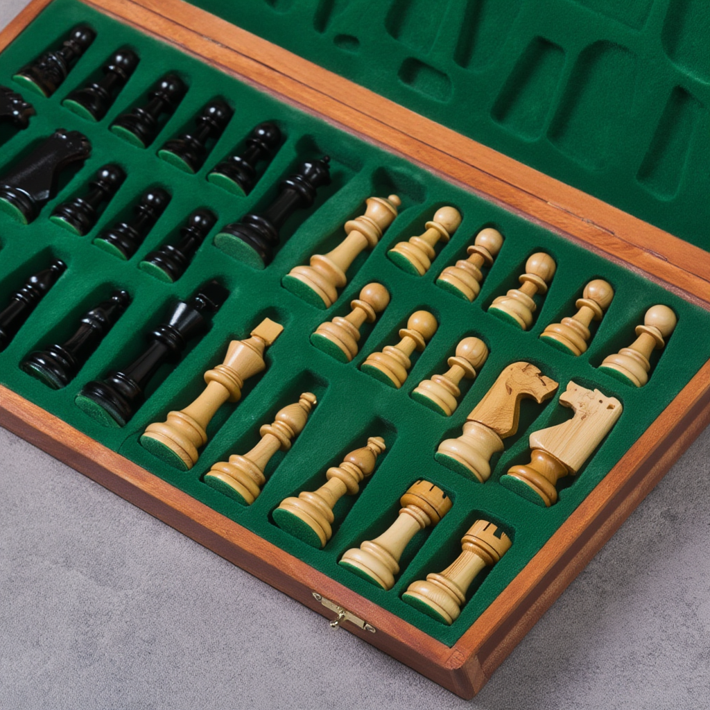 Jeu d'Échecs en Bois d'Acajou | Pièces Sculptées en bois pour Passionnés