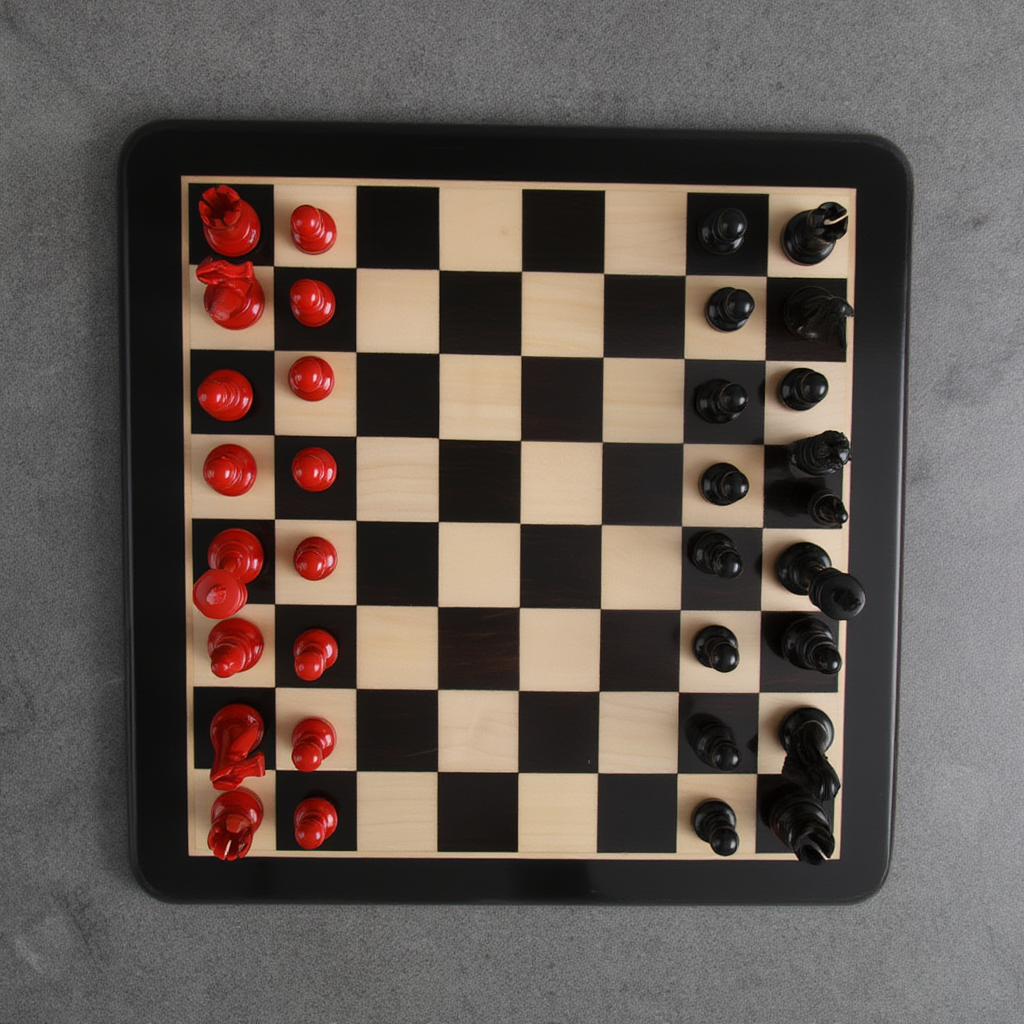 Échiquier en Ébène et Buis avec Pièces Sculptées | Design Élégant pour Passionnés d'Échecs