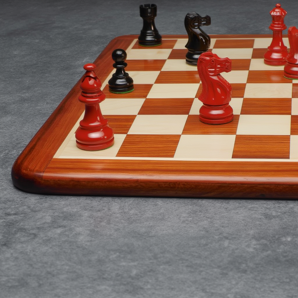 Jeu d'Échec en Bois Africain avec Pièces Sculptées | Élégant Espace de Jeu et Décoration