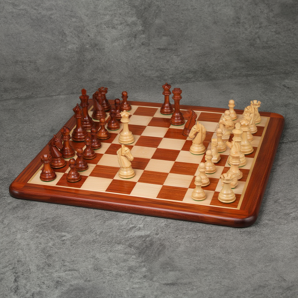 Échiquier en Bois D'acajou avec Compartiment de Rangement | Élégance pour Passionnés