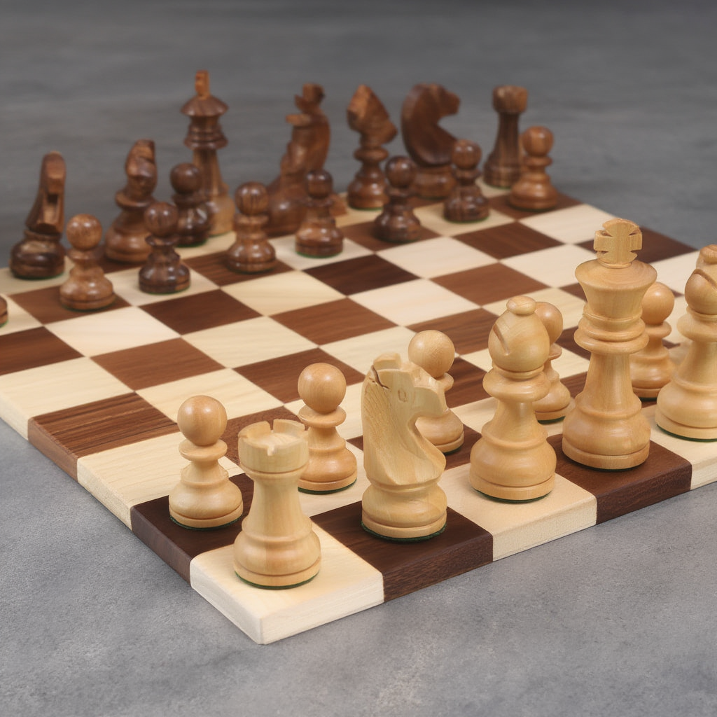 Jeu d'Échecs en Bois | Échiquier Enroulable Pratique | Idéal pour Jouer Partout