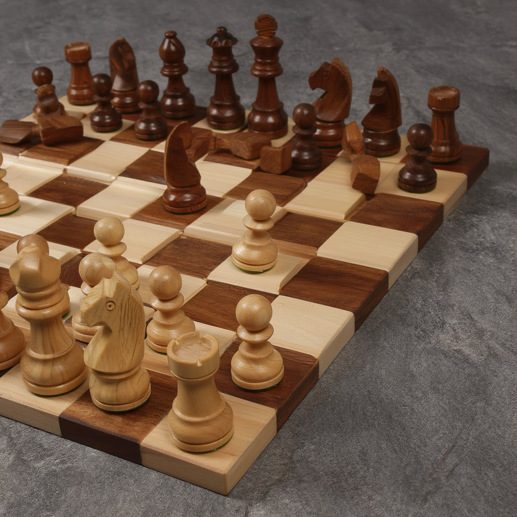 Jeu d'Échecs en Bois | Échiquier Enroulable Pratique | Idéal pour Jouer Partout