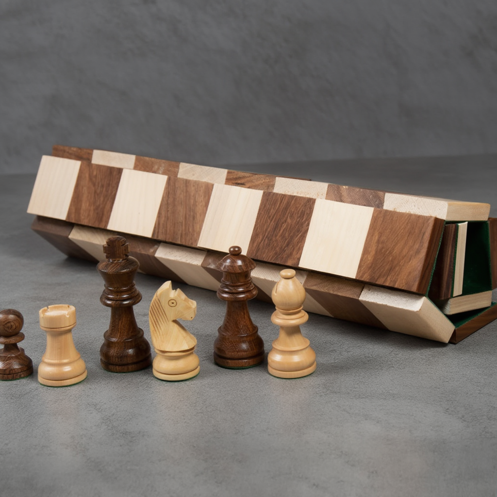 Jeu d'Échecs en Bois | Échiquier Enroulable Pratique | Idéal pour Jouer Partout