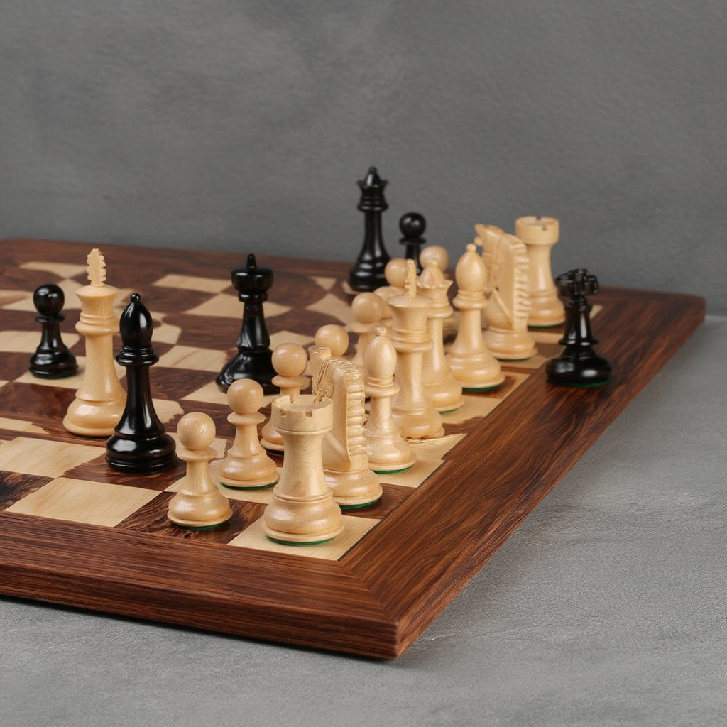 Echiquier en Bois de Buis et Ébène | Jeu d'Échec avec Plateau Inclus pour Passionnés de Stratégie