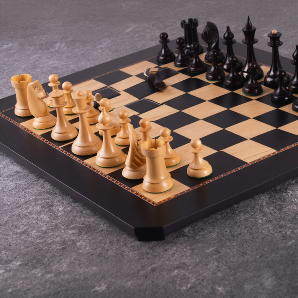 Echiquier en Bois Royal | Jeu d'Échecs Sculpté avec Finition Mate | Élégance pour Passionnés