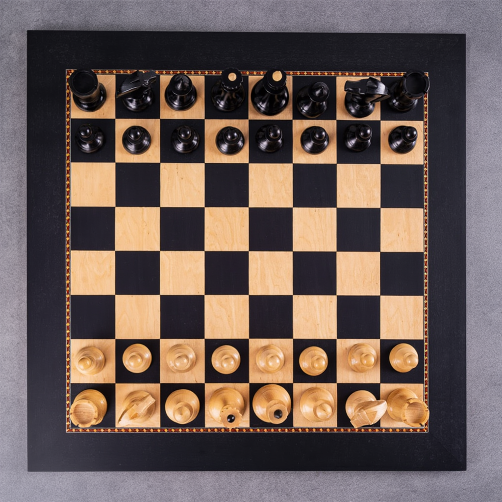 Echiquier en Bois Royal | Jeu d'Échecs Sculpté avec Finition Mate | Élégance pour Passionnés
