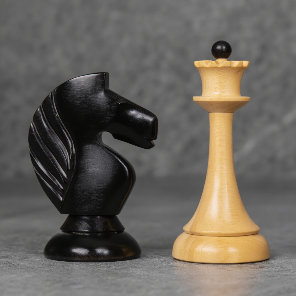 Echiquier en Bois Royal | Jeu d'Échecs Sculpté avec Finition Mate | Élégance pour Passionnés
