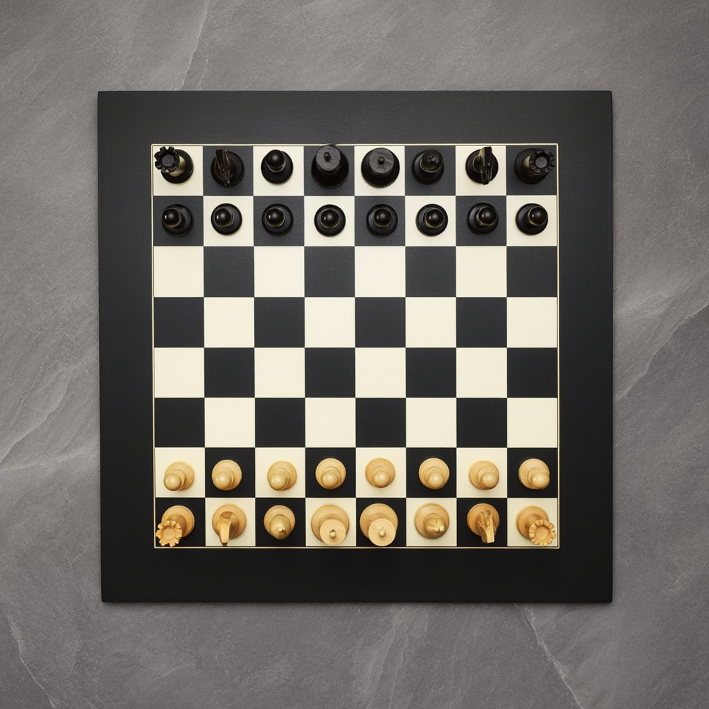 Échiquier en Bois avec Pièces Sculptées en Ébène et Buis | Design Élégant pour Passionnés