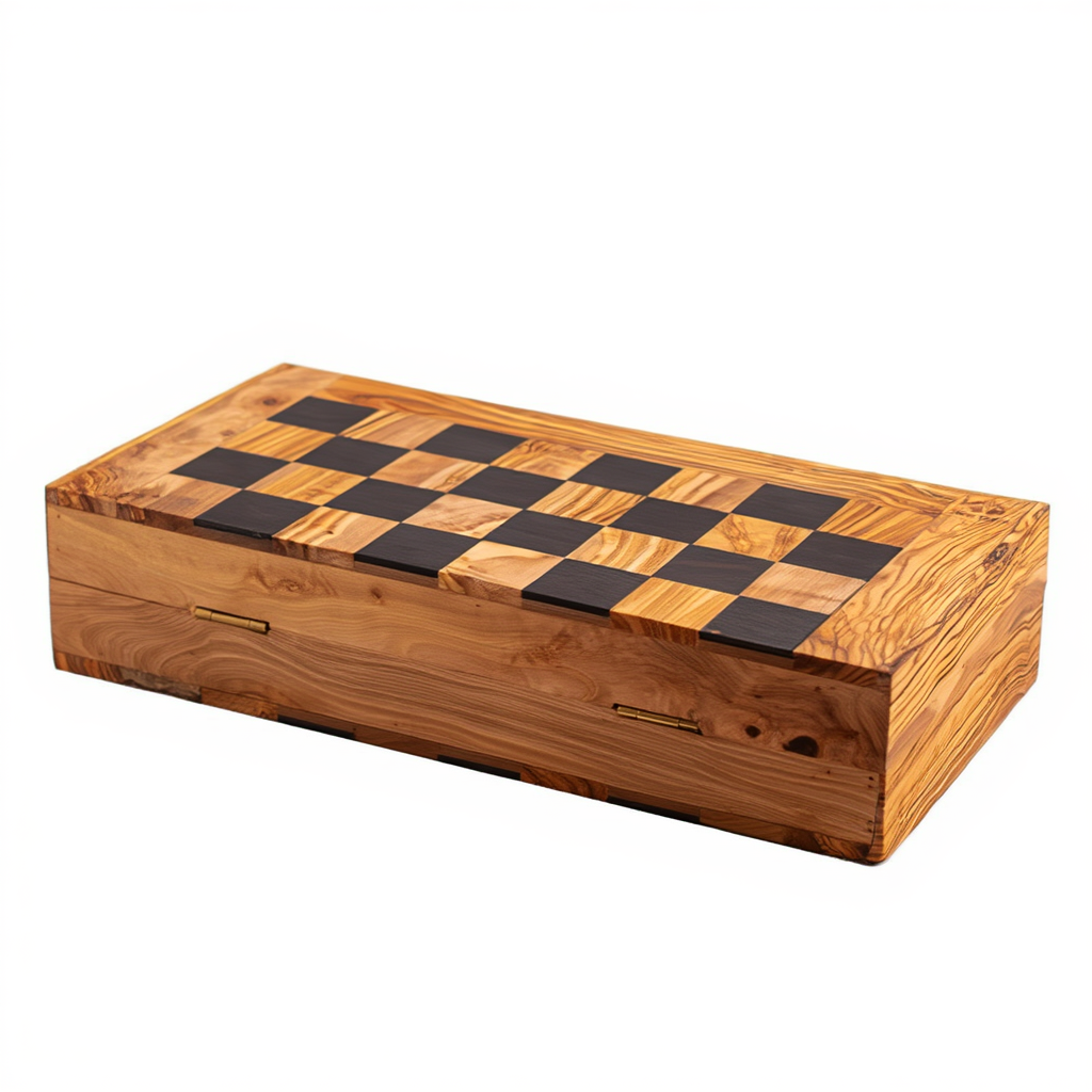 Plateau d'Échecs en Bois d'Olivier | Design Élégant et Pliable | Compact pour Voyage et Décoration 2