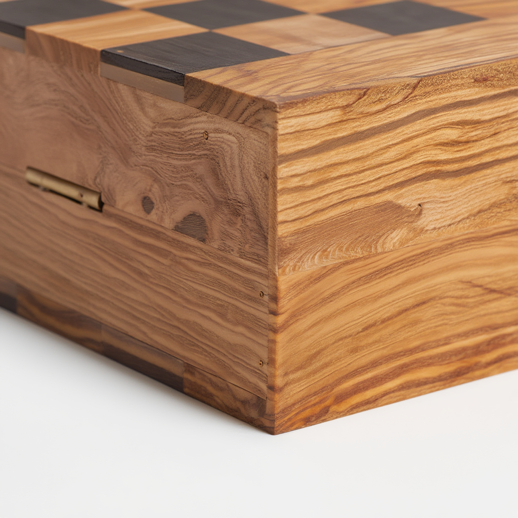 Plateau d'Échecs en Bois d'Olivier | Design Élégant et Pliable | Compact pour Voyage et Décoration 5